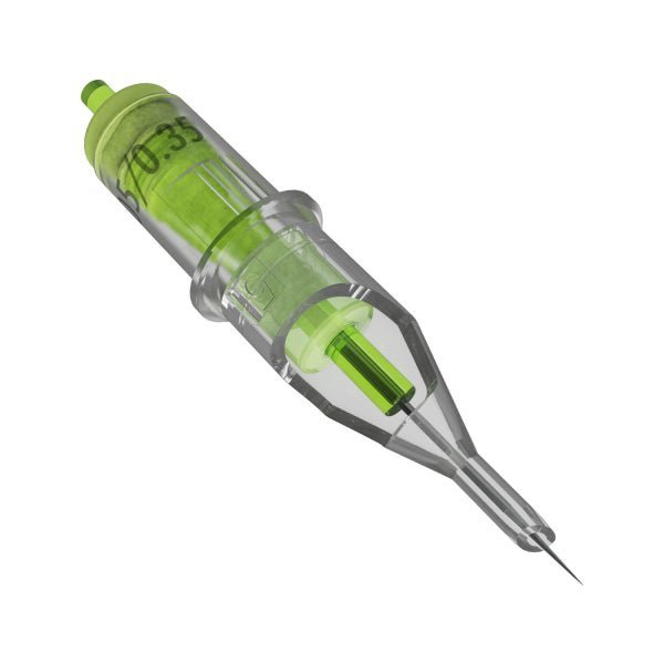 Stellar 2.0 3 Round Liner cartridge close-up of the long taper needle grouping